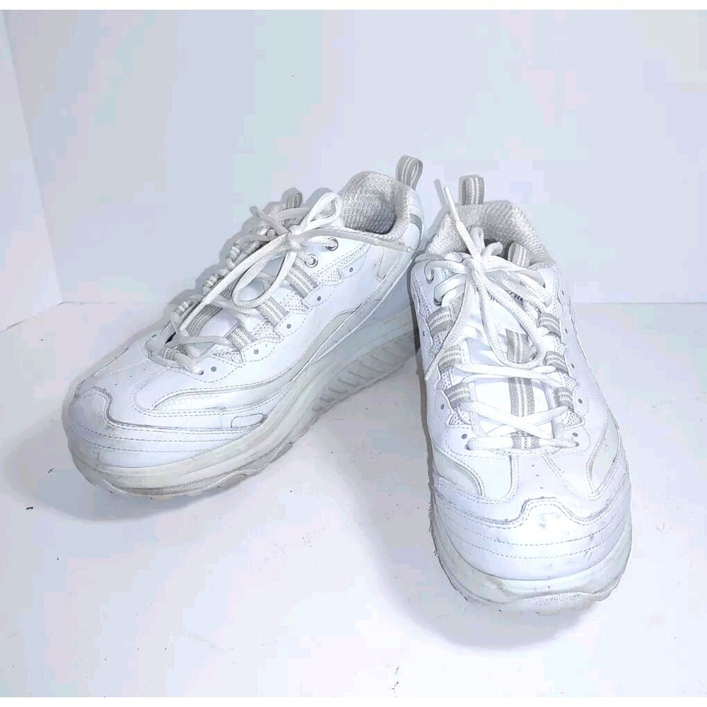 Skechers Shapeups‎ 10 White Leather Lace Up Fitness Walking Hiking Women Shoes